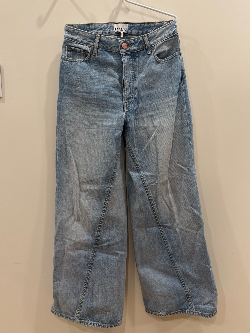 Ganni Light Blue Wide-Leg Jeans